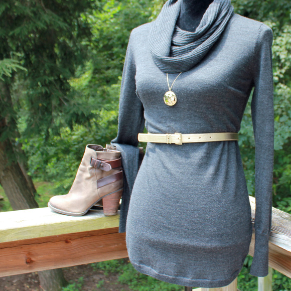 Cynthia Rowley Merino Wool Cowl Neck Gray Tunic S - Picture 7 of 8